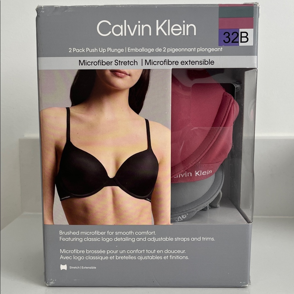 Calvin Klein Push Up Plunge Bra  2-Pack / Pink and Gray